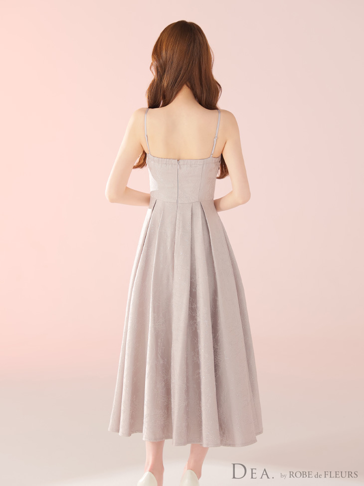 キャバドレス DEA. ROBE de FLEURS ディア ローブドフルール キャミソール ストーンジャガード ギャザー シンプル Aラインロングドレススのイメージ画像5