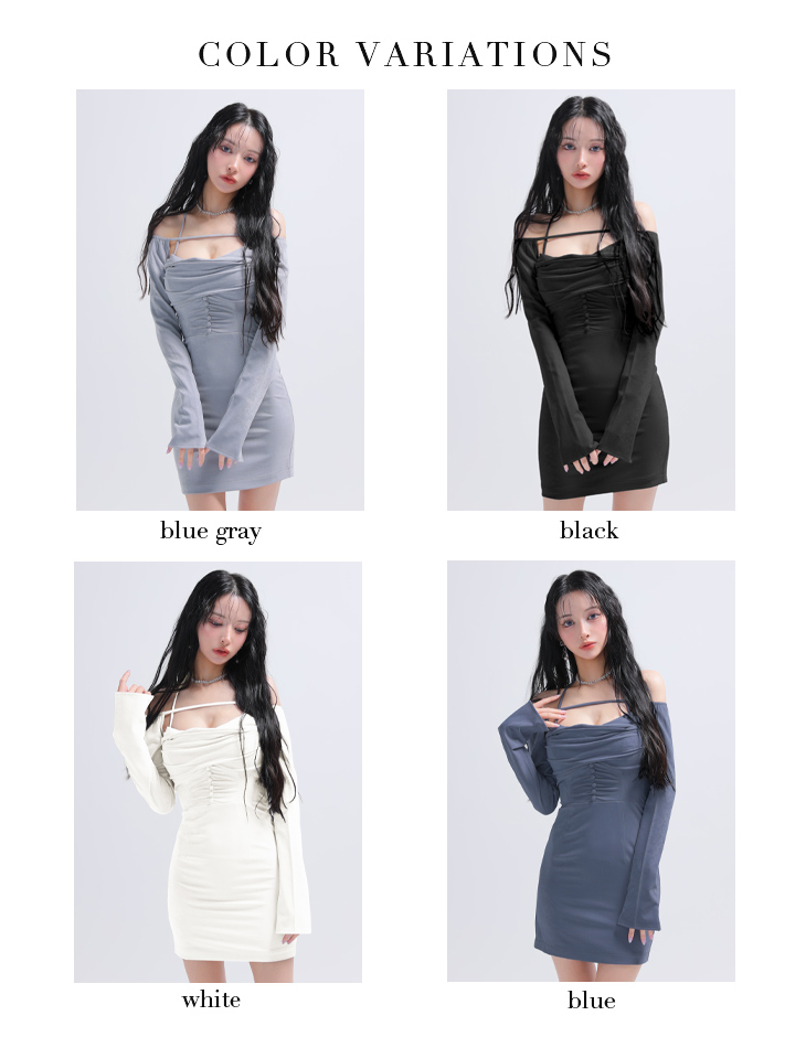 セクシー 2way ホルターネック オープンバスト スエード 長袖 ボレロ ギャザー タイトミニドレスのイメージ画像7