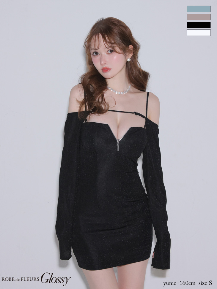 ノースリーブ ジップデザイン バックレース セクシー レース タイトミニドレス のイメージ画像3