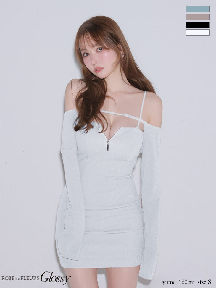 ノースリーブ ジップデザイン バックレース セクシー レース タイトミニドレス のイメージ画像4