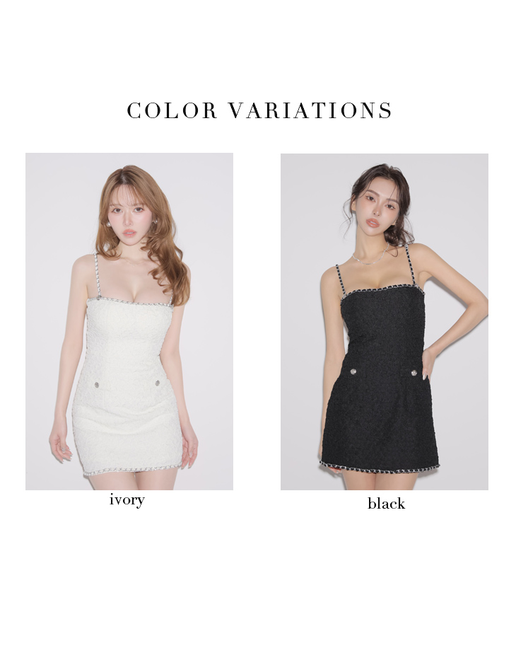 キャミソール ジャガード ラインチェーン シンプル タイトミニドレスのイメージ画像5