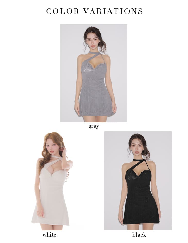 デニム セットアップ キャミソール 2way ベアトップ レイヤード風 タイトミニドレスのイメージ画像6