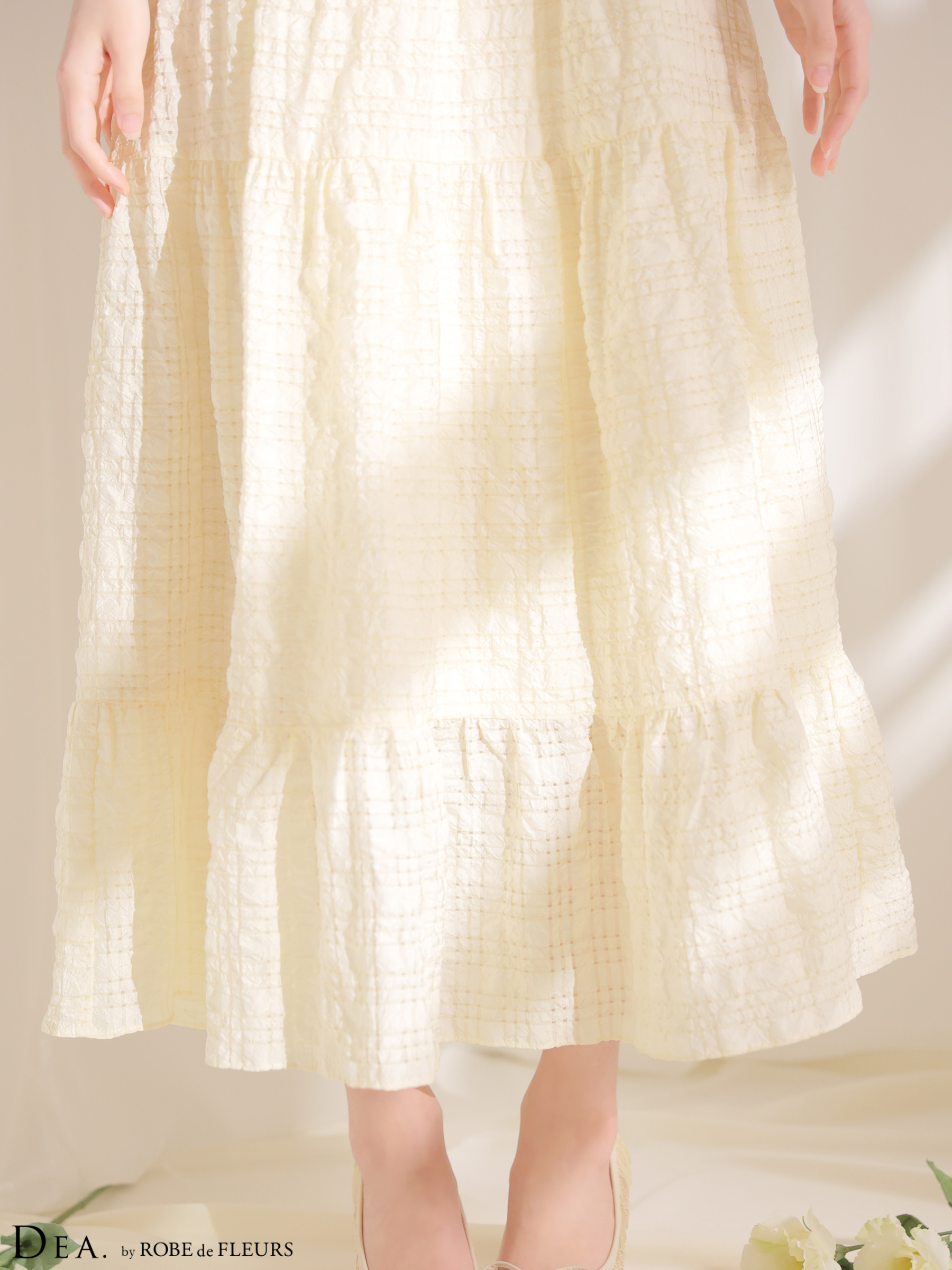 ホルターネック バックカット チェック柄 ティアード エレガント Aラインロングドレスのイメージ画像8