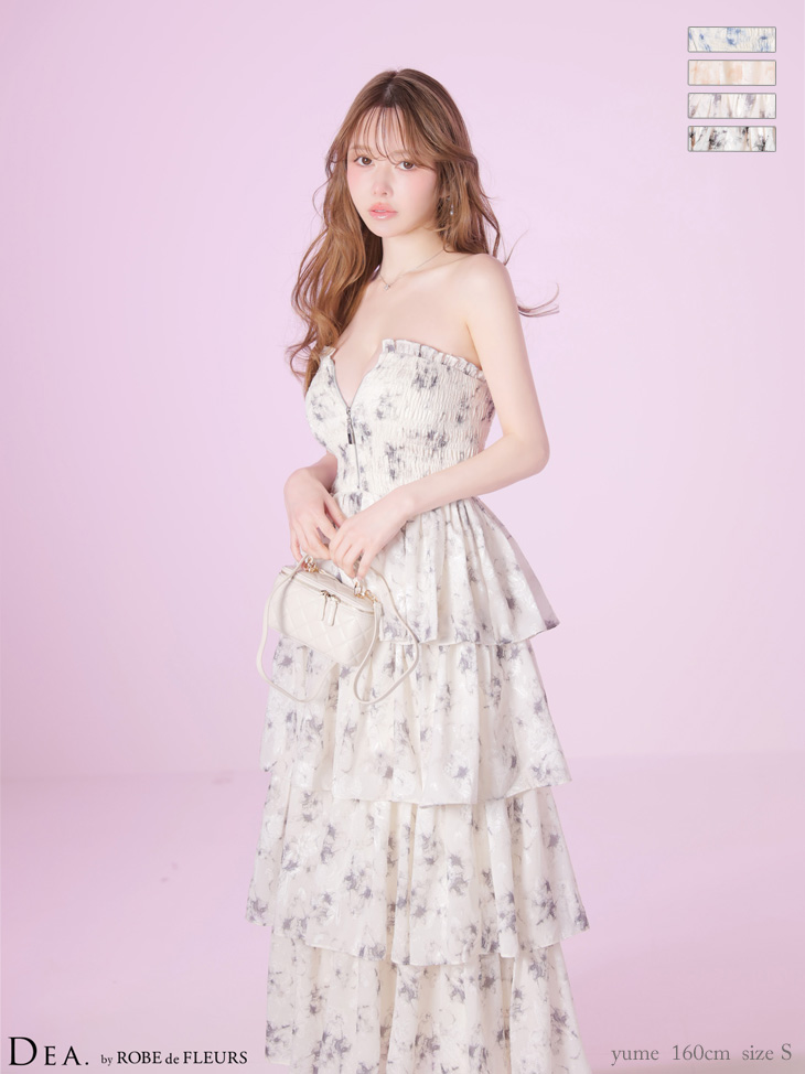 エレガント ホルターネック 花柄 Aラインロングドレスのイメージ画像3