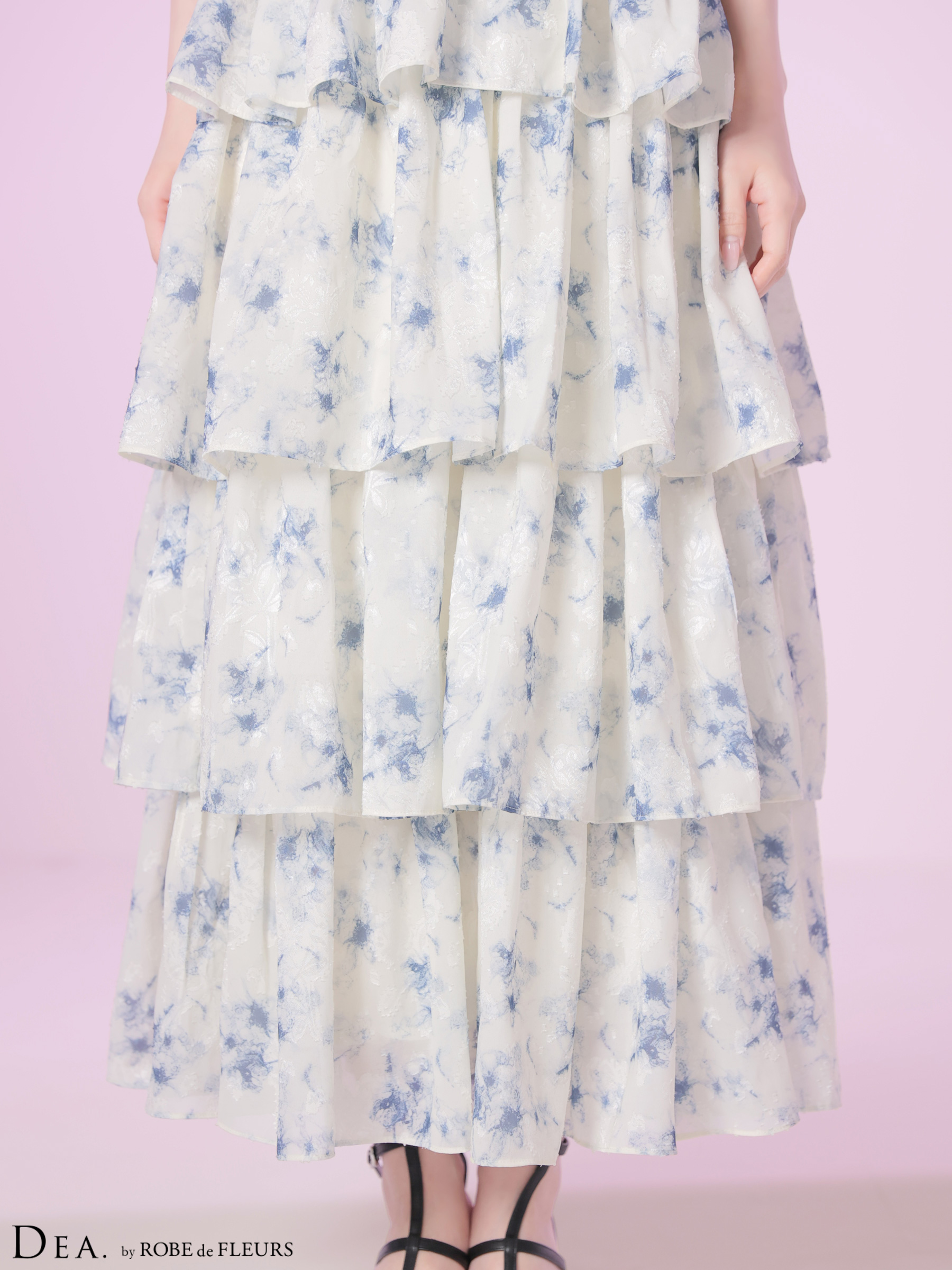 エレガント ホルターネック 花柄 Aラインロングドレスのイメージ画像9