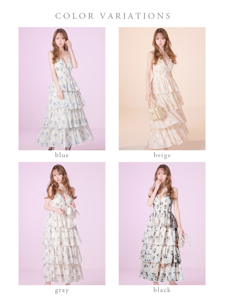 エレガント ホルターネック 花柄 Aラインロングドレスのイメージ画像7