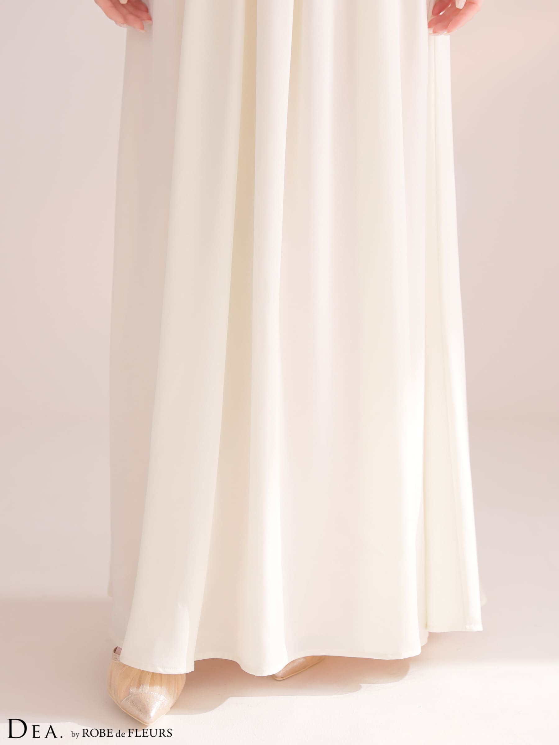 クロスデザイン ジップデザイン レース ギャザー Aラインロングドレスのイメージ画像8