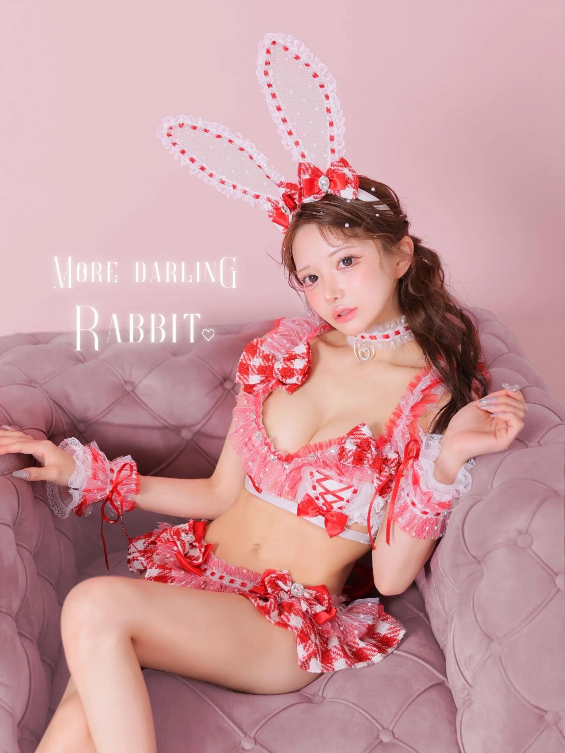 バニー チェック柄 ツイード フリル リボン ガーリー ランジェリー 6点セットのイメージ画像1