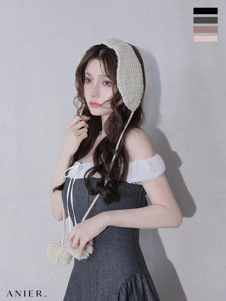 オフショルダー ガーリー グリッター シフォン リボン フレアミニドレスのイメージ画像4