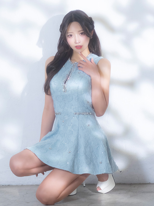 ガーリー ジップデザイン ノースリーブ ビジュー フレアミニドレスのイメージ画像3