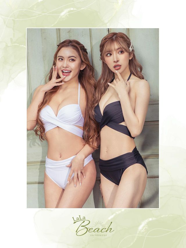 水着 2WAY ワンカラー クロス ホルターネック ビキニ ビキニ のイメージ画像1