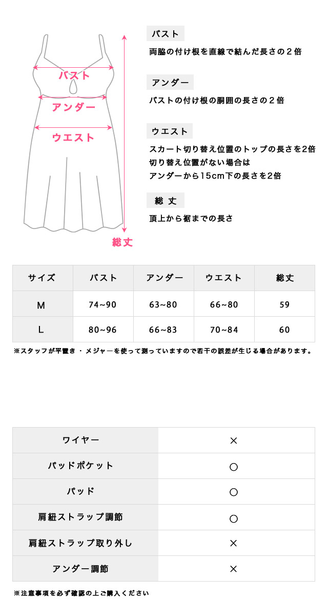 水着サイズ表