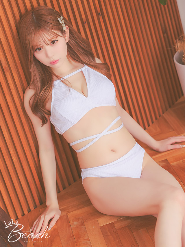 水着 ホルターネック クロスデザイン ワンカラー セクシー ギャル ビキニのメイン画像