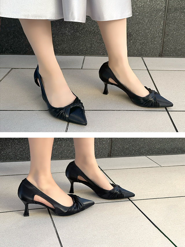 ポインテッド ツイストリボン パンプス