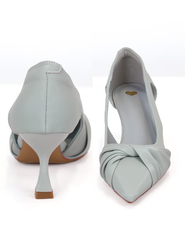 サイドオープン ポインテッド ツイストリボン パンプス