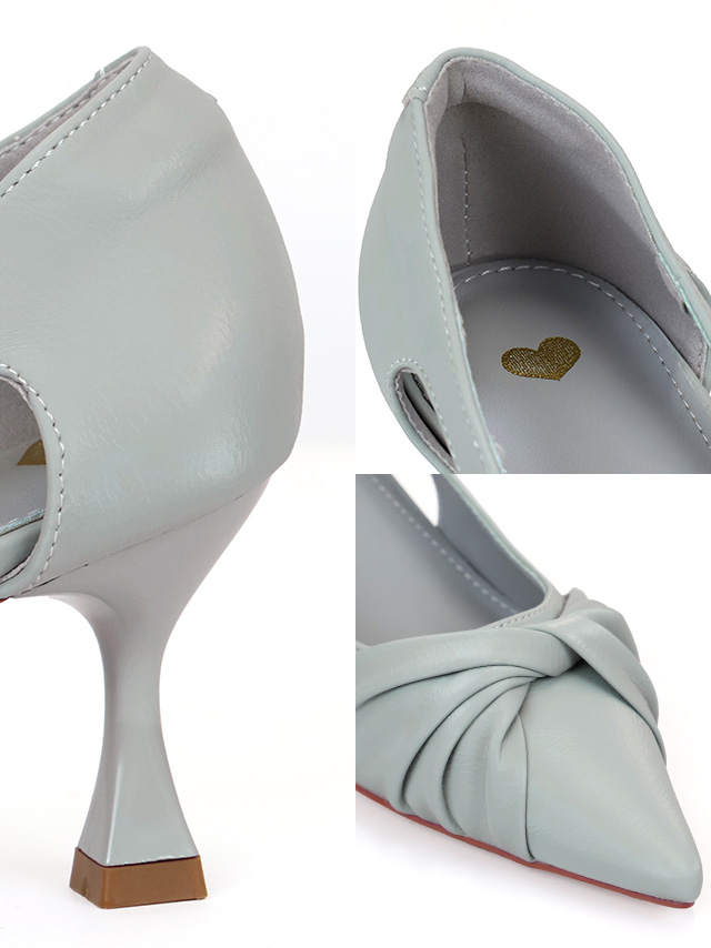 サイドオープン ポインテッド ツイストリボン パンプス