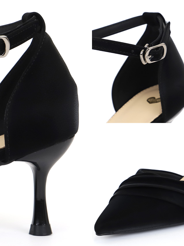 セパレート アンクルストラップ付き ポインテッドトゥ パンプス