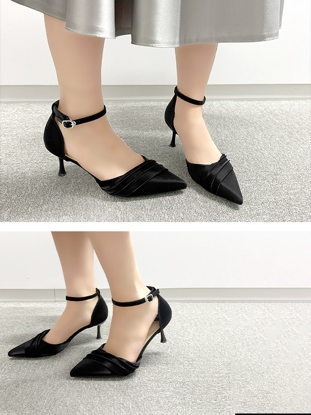 セパレート アンクルストラップ付き ポインテッドトゥ パンプス