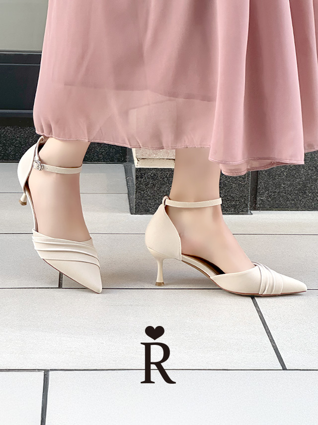 ポインテッドトゥ セパレート アンクルストラップ付き パンプス