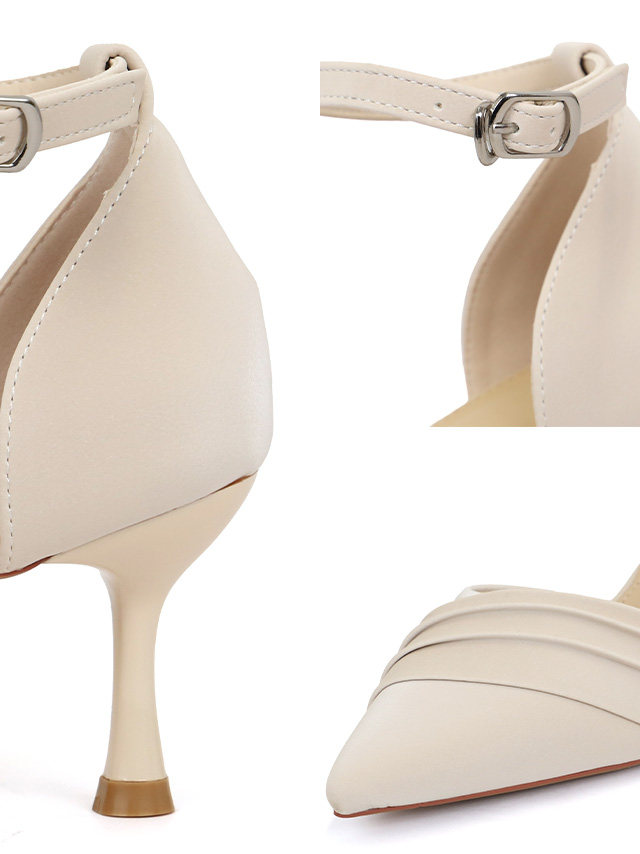 ポインテッドトゥ セパレート アンクルストラップ付き パンプス