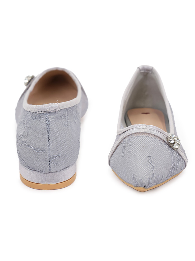 サイドシアーデザイン ビジュー アーモンドトゥ パンプス