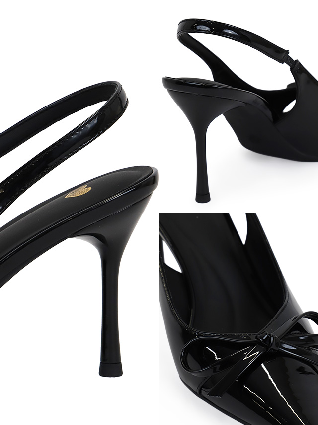 ポインテッドトゥ スリングバック リボンデザイン パンプス