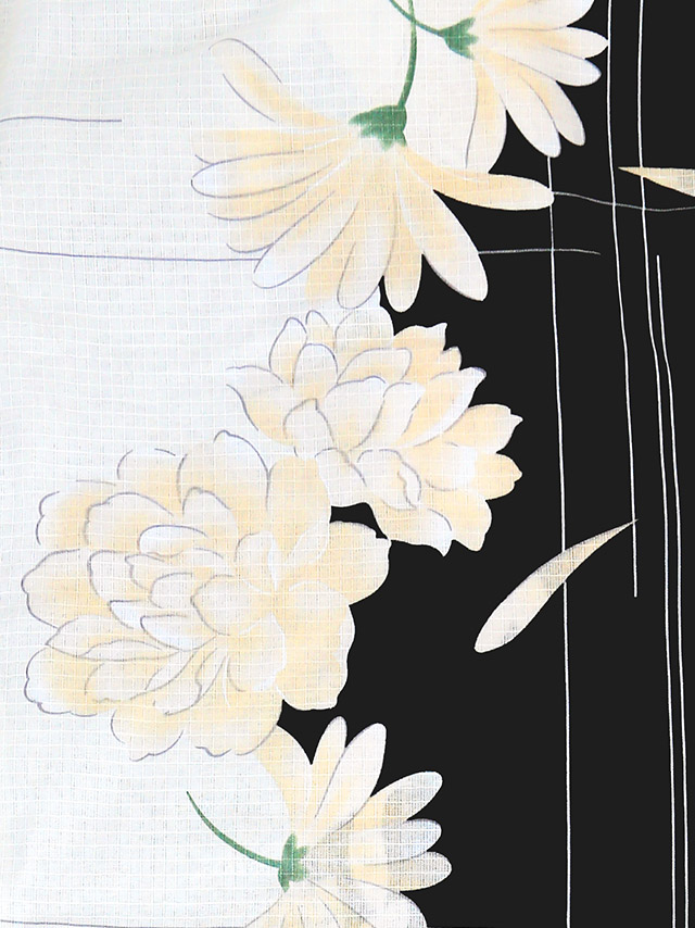[LaLaTulle select][平帯or作り帯]菊と牡丹柄 ゆかた3点SET