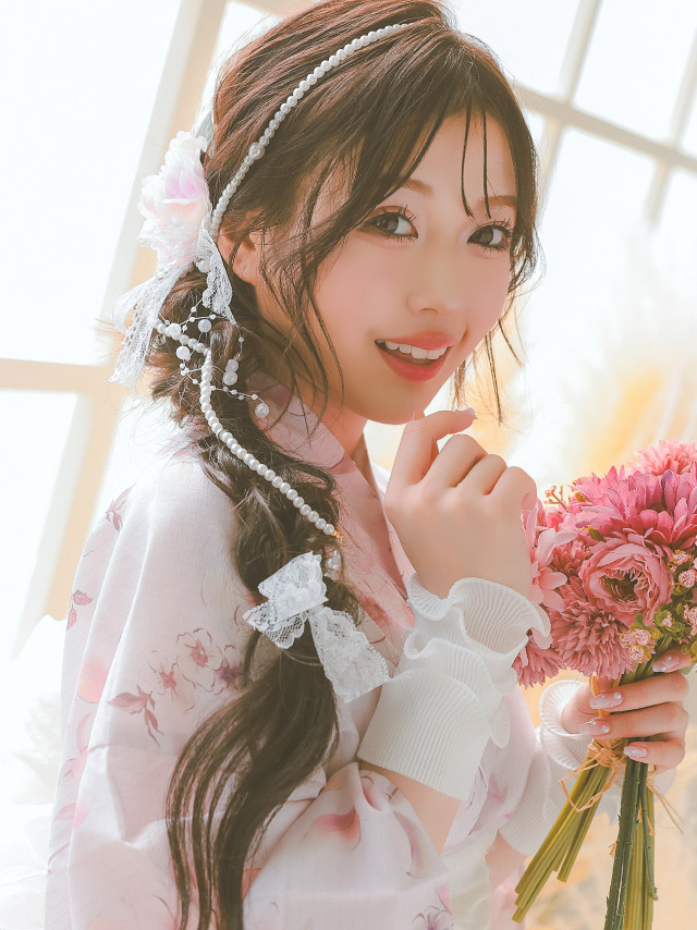 髪飾り しだれ パール シフォン素材 フラワー レース ヘアアクセサリー 3点セットのイメージ画像1