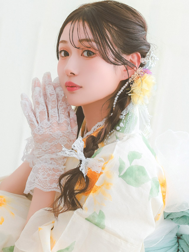 髪飾り しだれ パール シフォン素材 フラワー レース ヘアアクセサリー 3点セットのイメージ画像1