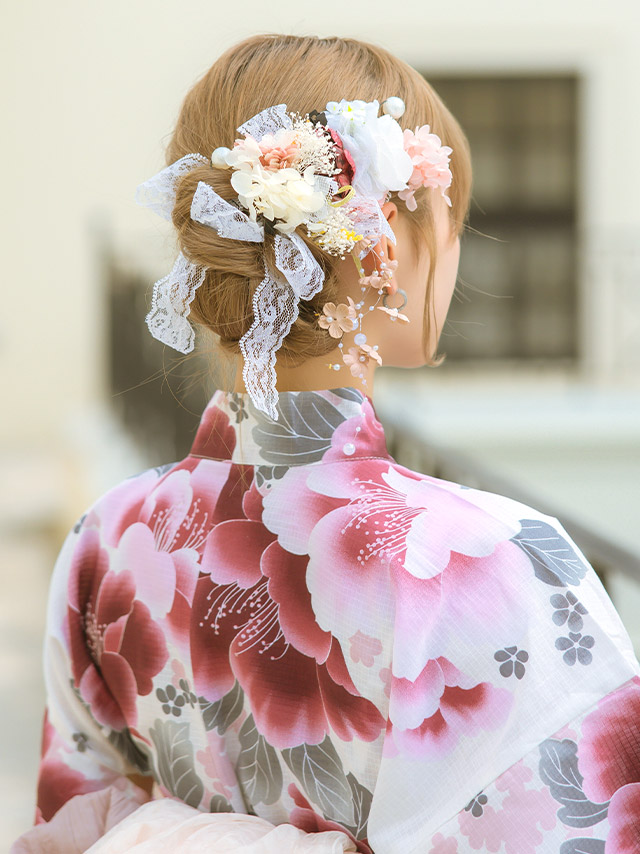 [髪飾り]くすみカラーフラワー×レースリボンヘアアクセサリー 11点セットのイメージ画像4