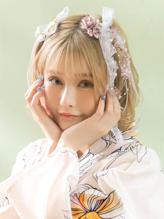 [髪飾り]くすみカラーフラワー×レースリボンヘアアクセサリー 11点セットのイメージ画像9
