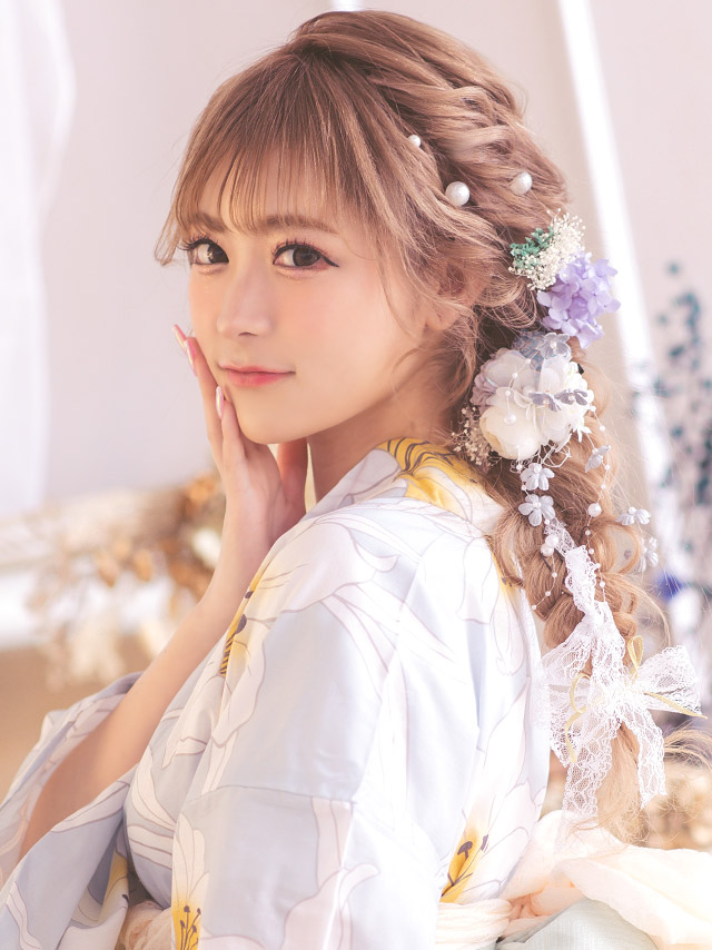 [髪飾り]くすみカラーフラワー×レースリボンヘアアクセサリー 11点セットのイメージ画像10