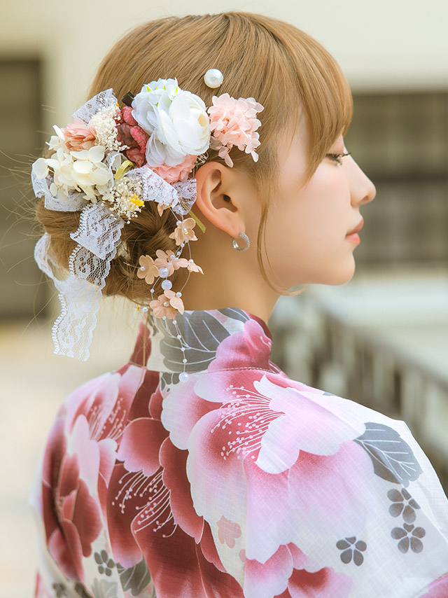 [髪飾り]くすみカラーフラワー×レースリボンヘアアクセサリー 11点セットのイメージ画像11