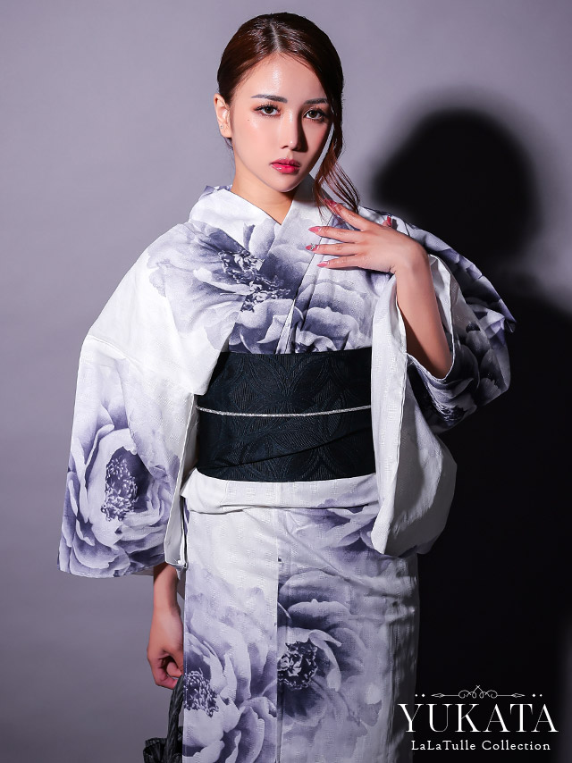 白地 粋 牡丹 ゆかた3点SETのイメージ画像1
