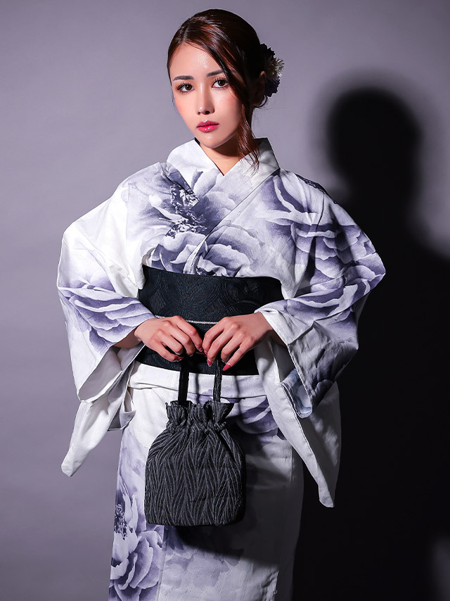 白地 粋 牡丹 ゆかた3点SETのイメージ画像4