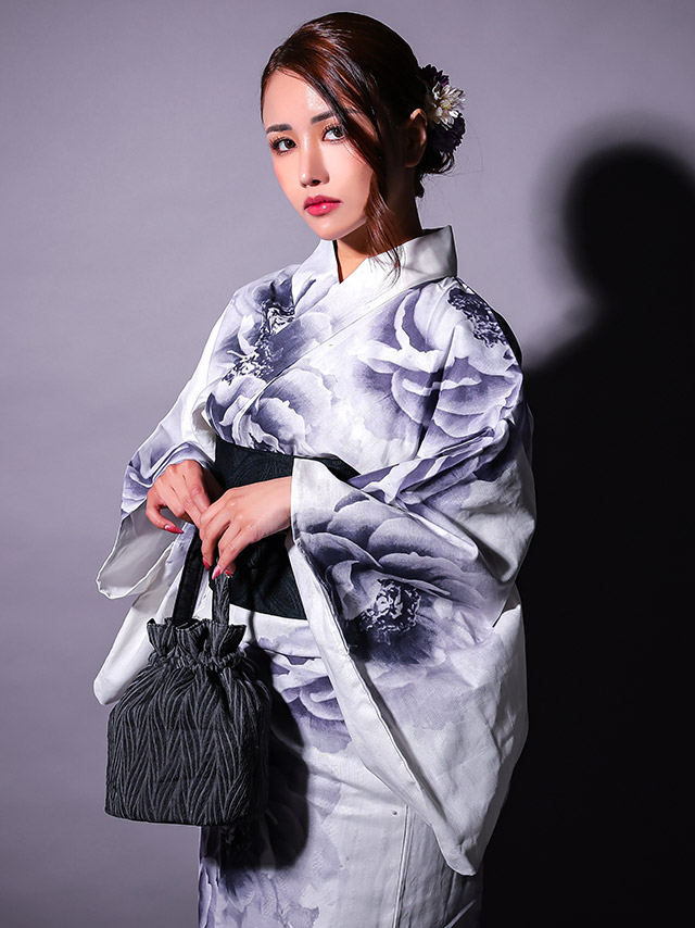 白地 粋 牡丹 ゆかた3点SETのイメージ画像5