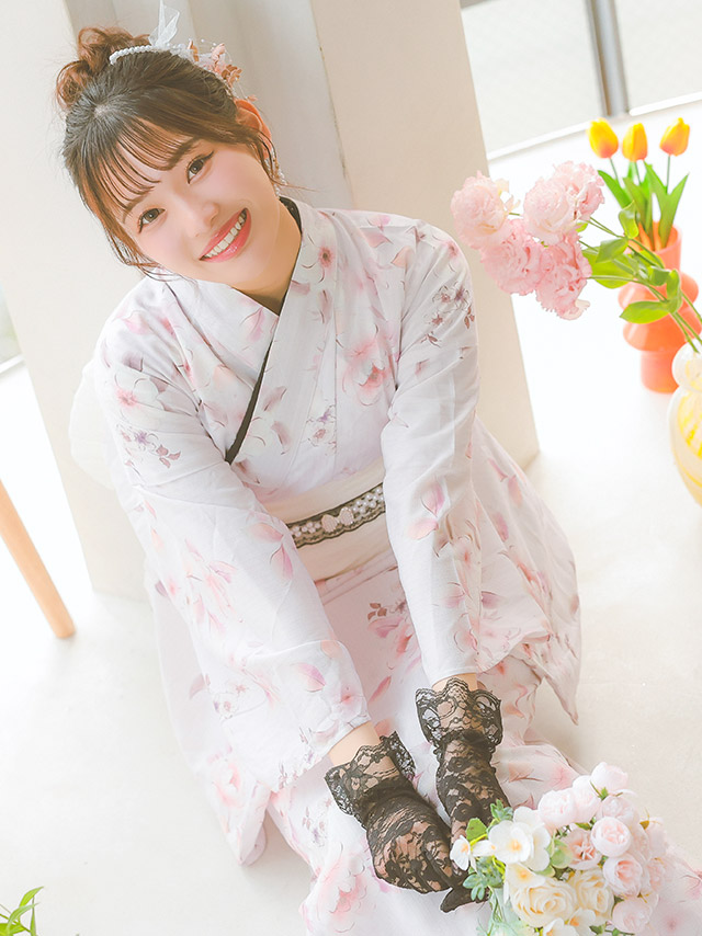 ピンク地 ニュアンス フラワー SWEET ゆかた3点SETのイメージ画像5