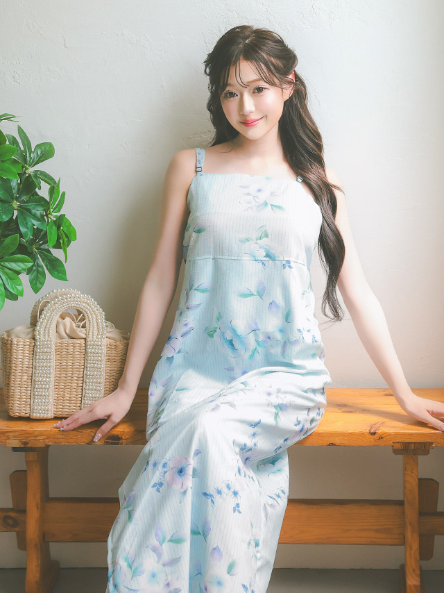 パステルブルー ニュアンス フラワー SWEET ゆかた3点SETのイメージ画像4