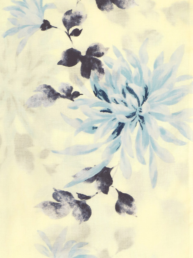クリーム地 ブルー 水彩 菊 レトロ ゆかた3点SETのイメージ画像8