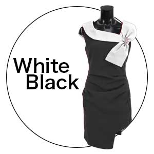 ホワイト×ブラック ミニドレス