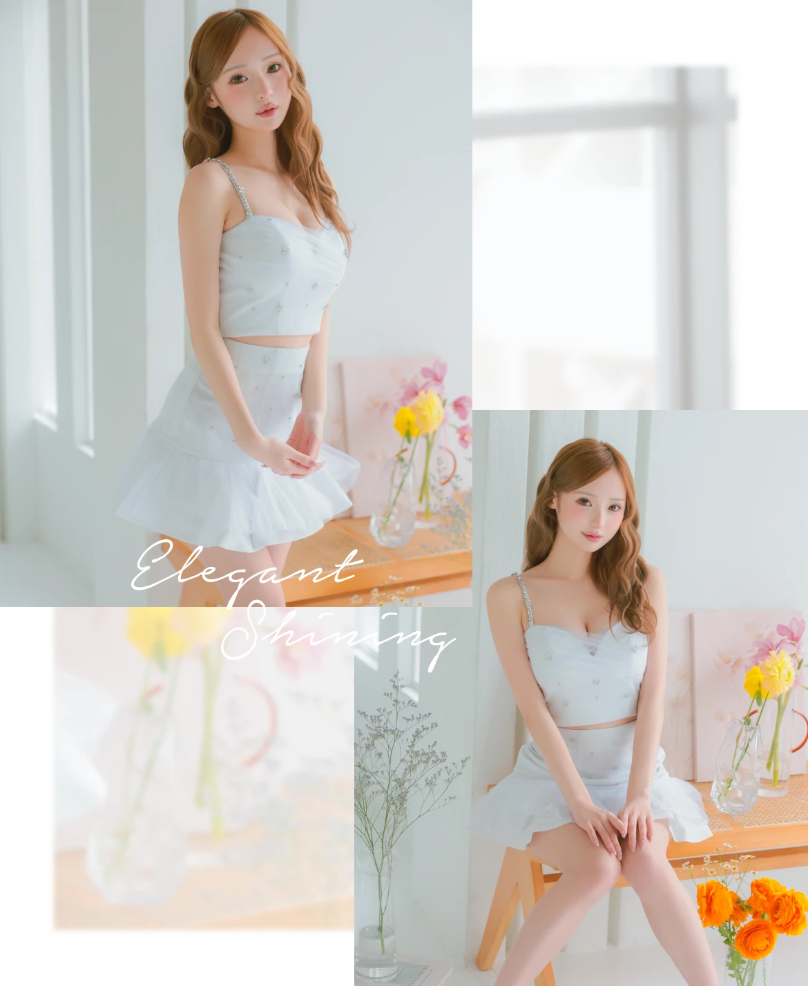 ハートカット ガーリー ビジュー チュール セットアップ キャミソール ラメニット ビジューキャミソール フリル フレアミニドレス2枚目