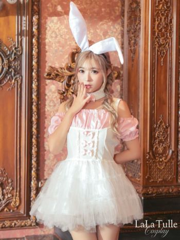 コスプレ オフショルダー フレアスカート メイド バニーガール ハロウィンコスプレ 衣装3点セット