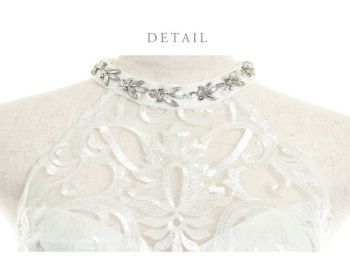 ディア バイ ローブドフルール [DEA] 1410スパンコール 刺繍 レース  マーメイドスカートドレス( ホワイト ラベンダー)