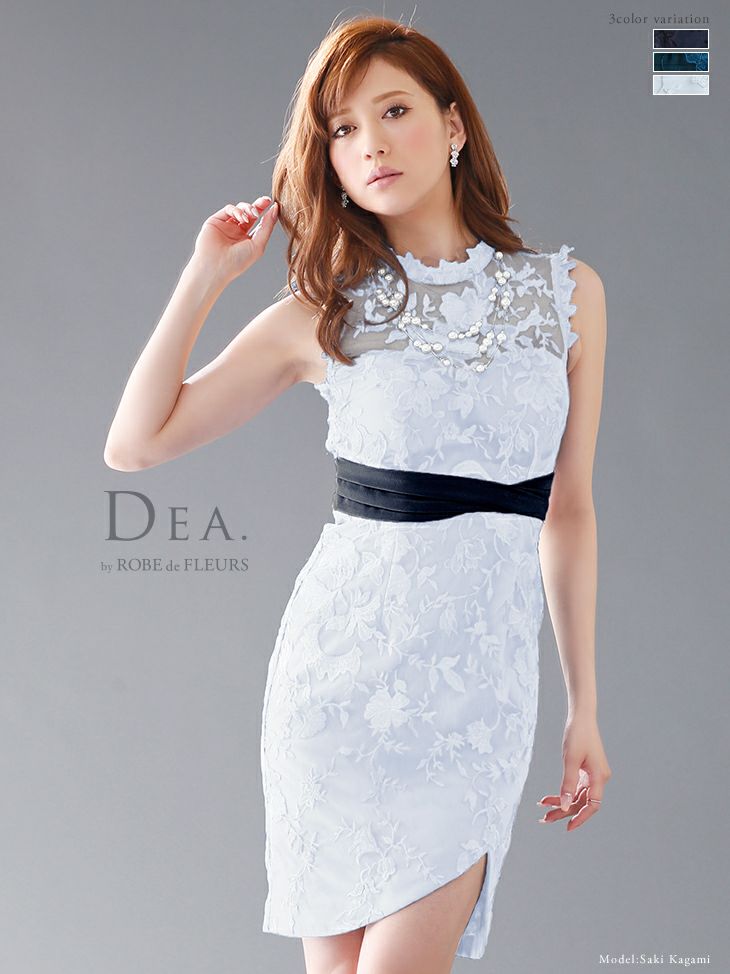 ディア バイ ローブドフルール [DEA] 1438ボタニカル 刺繍 レース ノースリーブ ドレス