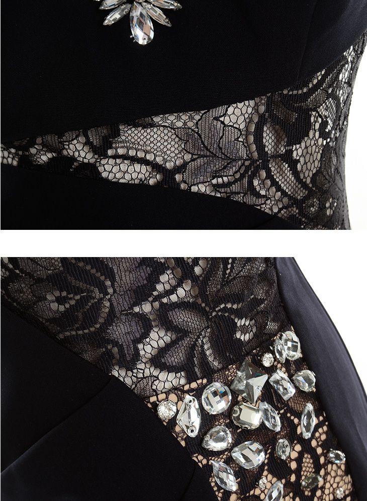 ROBEdeFLEURS Glossy[ローブドフルール グロッシー]レース切替え ノースリーブ ミニドレス[1431]