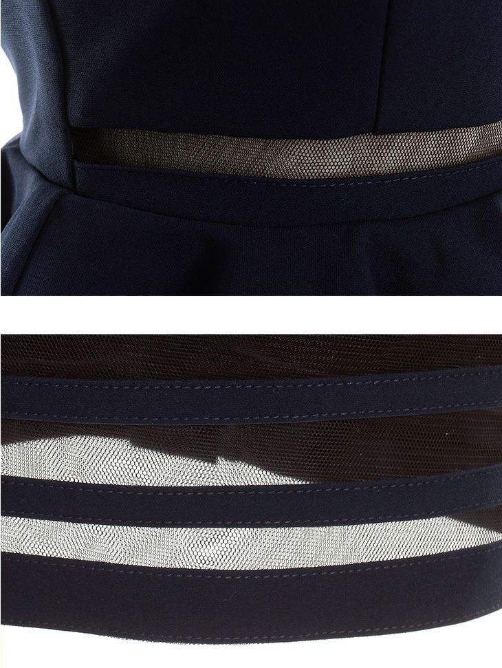 ROBEdeFLEURS Glossy[ローブドフルール グロッシー]レースアップデザイン× シースルー切替 ぺプラム ドレス[1405]