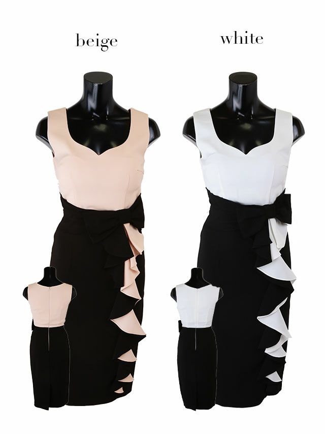  キャバドレス Lexxy レキシー 61039 フリルリボンデザインミディ丈ドレス（2color）(S/M)【送料無料】