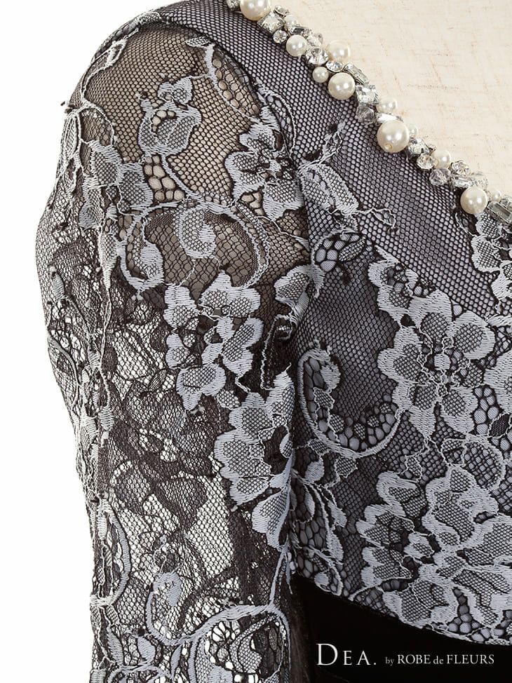 ディア バイ ローブドフルール [DEA] 1197 総レース五分袖 アシンメトリー ドレス