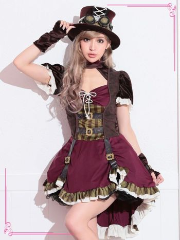 ファンタジースチームパンク ガール ハロウィンコスプレの3