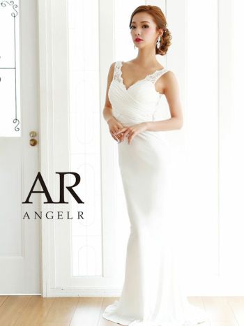 キャバドレス AngelR [エンジェルアール]レースシアー デザイン タイトロングドレス(ネイビー/レッド/ホワイト/ネイビー/レッド/ホワイト)[JURI][8708]